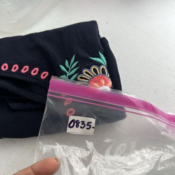 Talbot Embroidered Shift Dress Nantucket Slub Cotton Navy Sz MP Business Casual - Picture 12 of 12